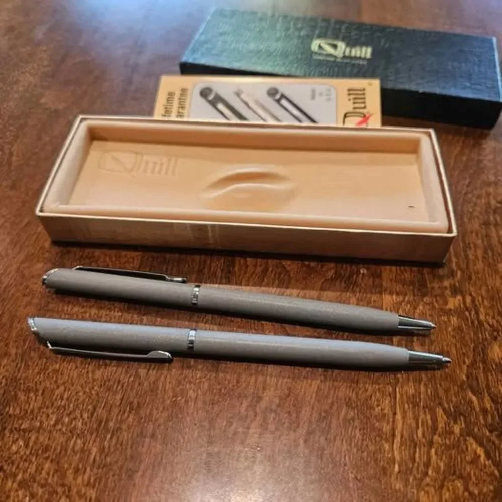 Quill ballpoint pen set with box lifetime guarantee. Needs new ink